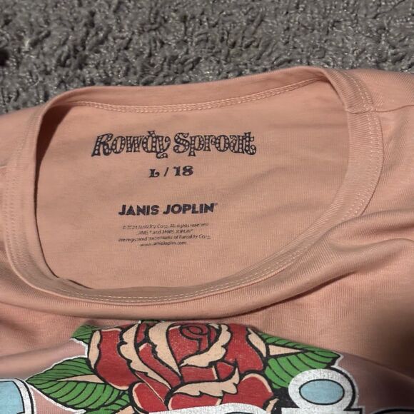 Rowdy Sprout Janis Joplin Rose Long Sleeve Rib Tee in Blush Teen Size 18 (L) - Picture 14 of 16